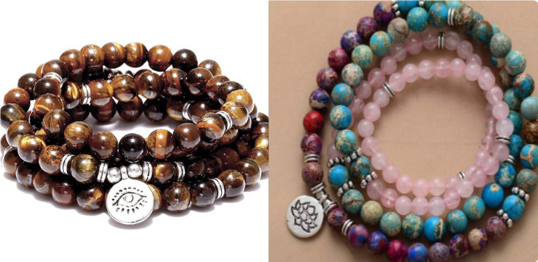 Amazon Stone Tiger Eye Stone Bracelet Necklace 108 Buddha Beads Lotus Bracelet Jewelry & Accessories