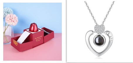 Hot Gift for Birthday, Mother's Day, Christmas & Valentine's Day – Elegant Metal Rose Jewelry Gift Box Necklace for Wedding, Girlfriend & Loved Ones