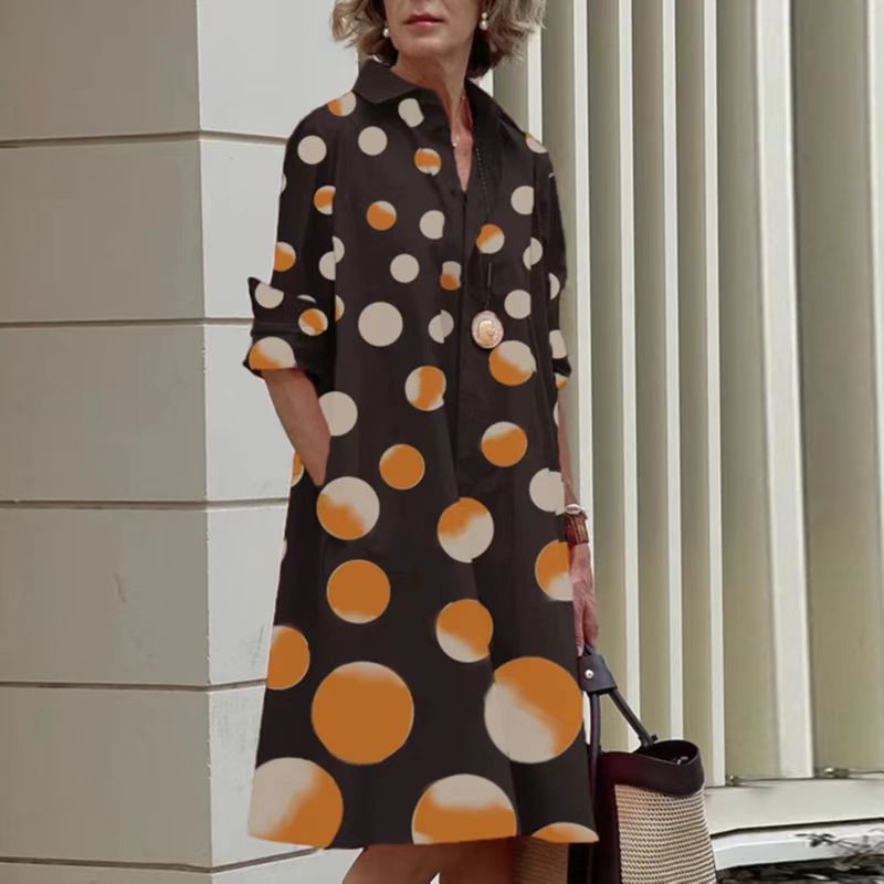 Women's Printed Simple Mid-length Dress Women's Garments Apparel / Clothing