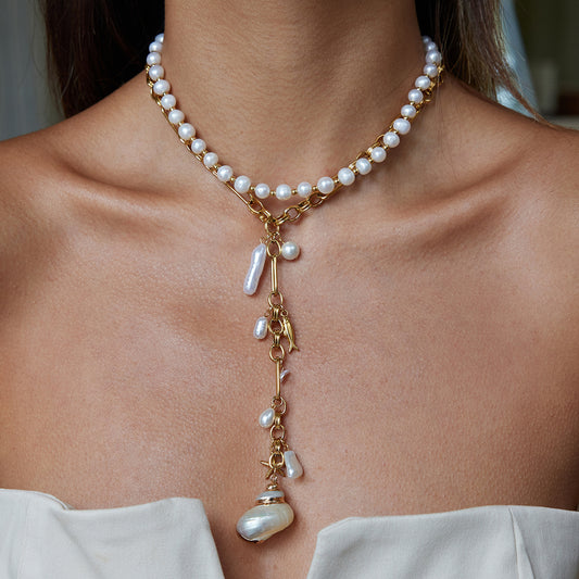 Stainless Steel Conch Long Necklace Y-shaped Chain High-grade Clavicle Chain For Women Jewelry/Accessories