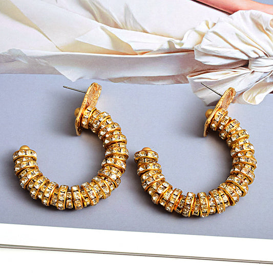Metal Diamond Flash Temperament Earrings With Diamonds Jewelry/Accessories