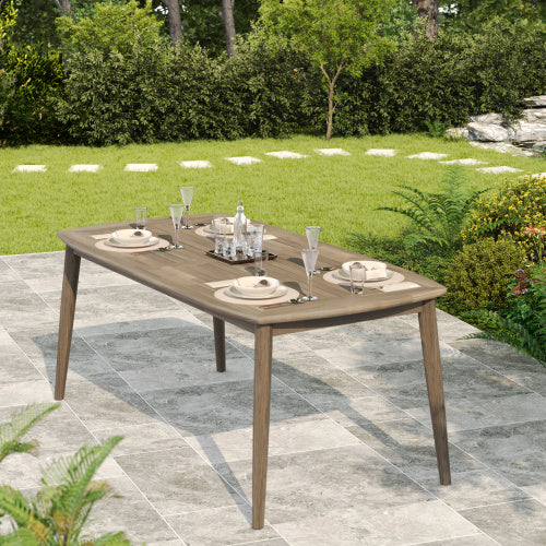 Acacia Wood Dining Table 8-Person Outdoor Table, Farmhouse Furniture For Patio, Garden, Backyard, Light Brown 180 LBS Weight Capacity 70.75L Outdoor Garden Patio Furniture
