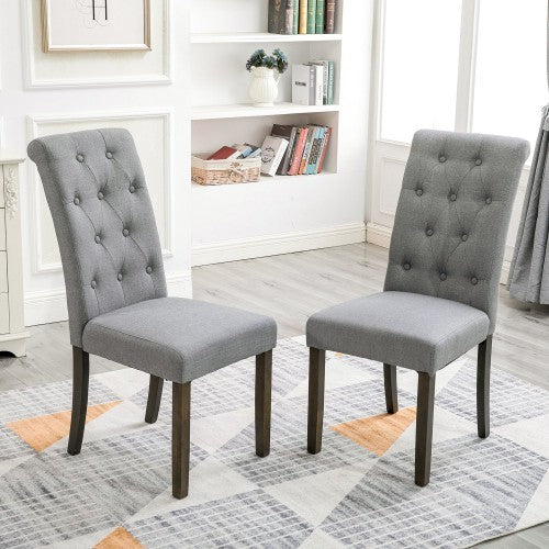 ORIS FUR. Aristocratic Style Dining Chair Noble and Elegant Solid Wood Tufted Dining Chair Dining Room Set (Set of 2) Furniture