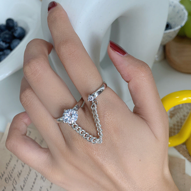 Single Diamond Ins Literary Ring Female