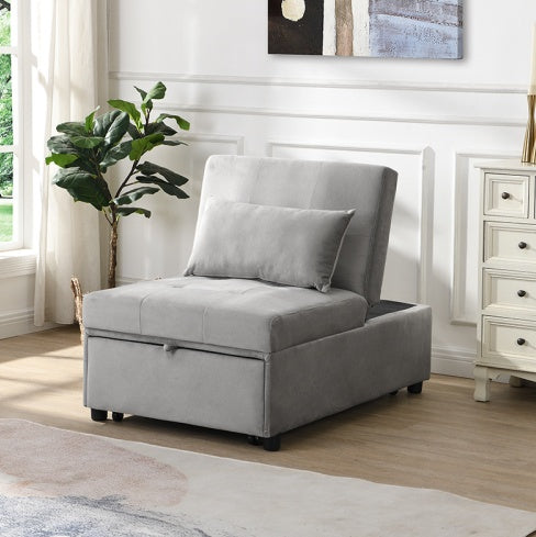 Folding Ottoman Sofa Bed Gray Furniture