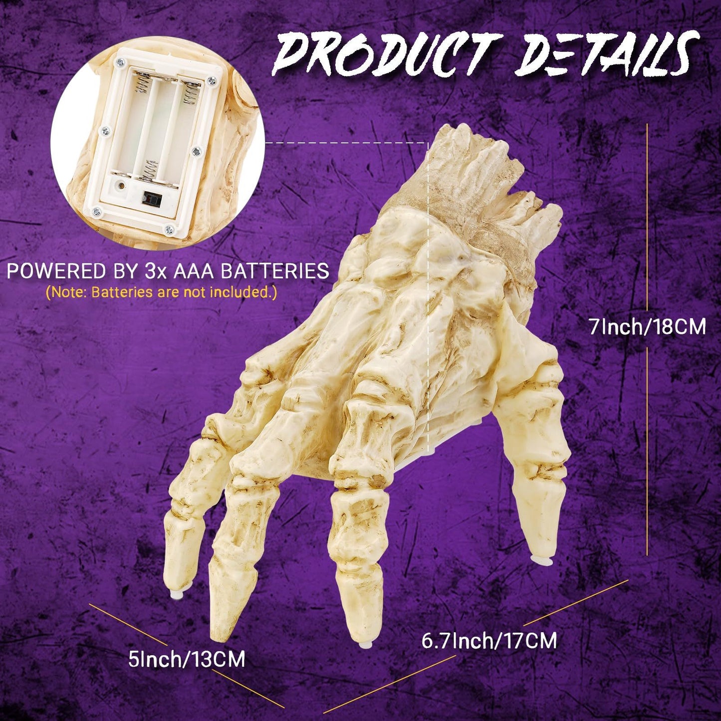 Halloween Electric Luminous Crawling Hand Animated Decoration Induction Luminous Decoration Zombie Hand With Spooky Sound Home Ornaments
