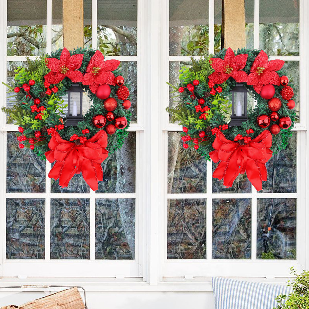 Christmas Light Wreath Door And Window Decoration Vine Ring Home Ornaments