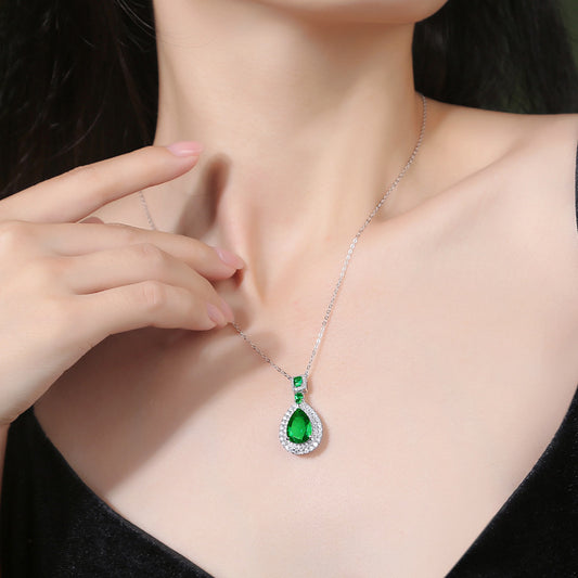 S925 Silver Reverie Pendant With Chain Cultivation Emerald Necklace Jewelry & Accessories