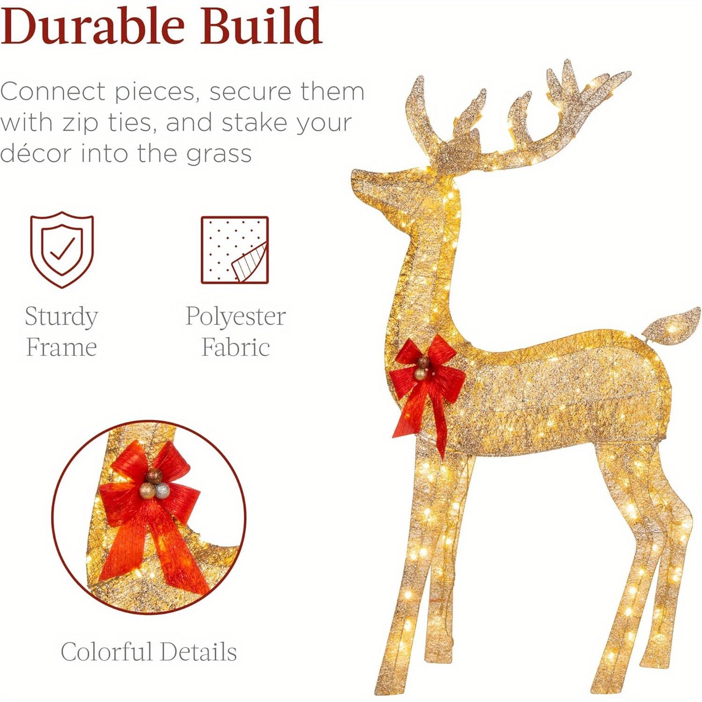 Golden Christmas Reindeer Set - 3-Piece Holiday Decoration Home Ornaments