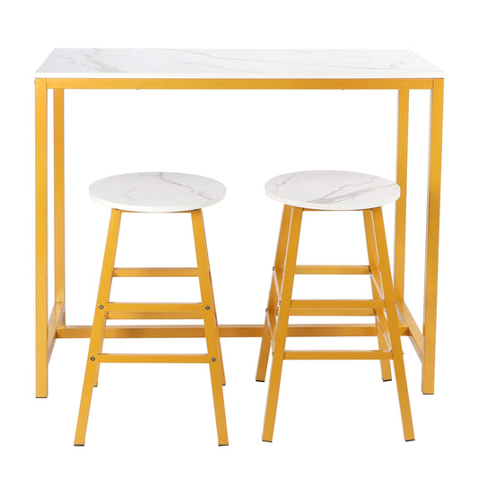 Stylish Bar Table with 2 Stools Set Simple Modern Furniture for Kitchen Game Room Living Room Furniture