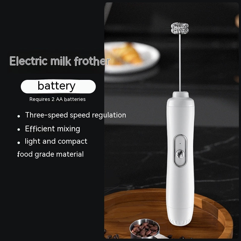 Milk Frother Egg Beater Coffee Frother Household Electric Milk Stirring Battery Handheld Blender Appliances Home Essentials