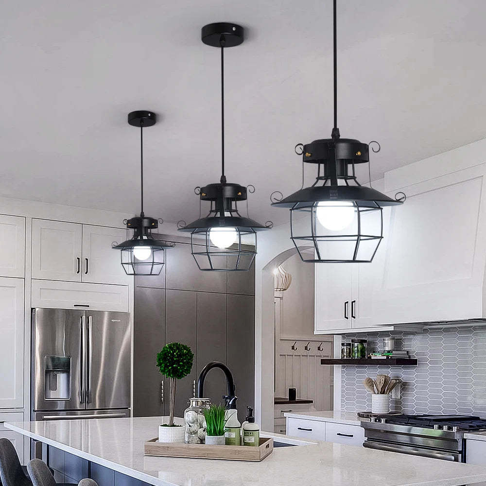American Iron Droplight Restaurant Lantern-shaped Decorative Lamp