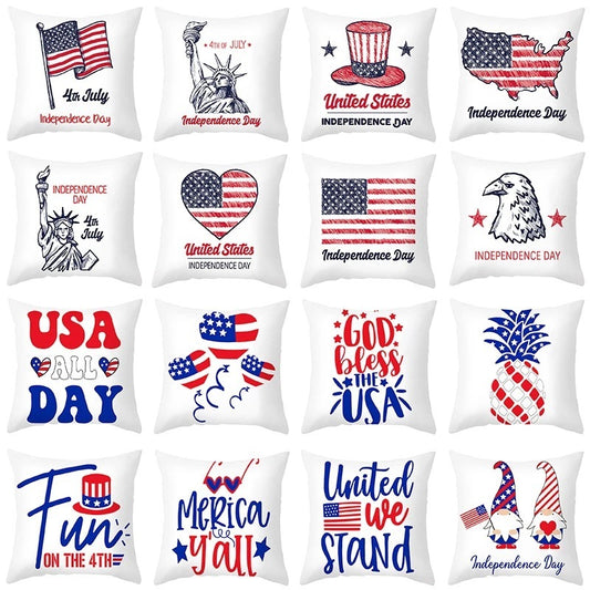 Peach Skin Fabric Pillow Cushion Cover Seat American Flag Independence Day Home Essentials
