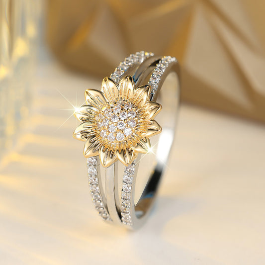 Sunflower Full Diamond Fashion Ring For Women Exquisite Rings /Jewelry & Accessories