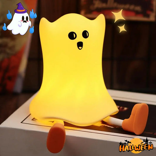 Halloween Silicone Ghost Shaped Bedside Lamp With Touch Control Soft Glow For Water-resistant Decoration Home Ornaments