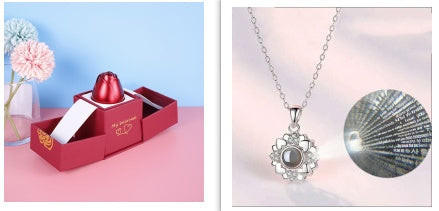 Hot Gift for Birthday, Mother's Day, Christmas & Valentine's Day – Elegant Metal Rose Jewelry Gift Box Necklace for Wedding, Girlfriend & Loved Ones