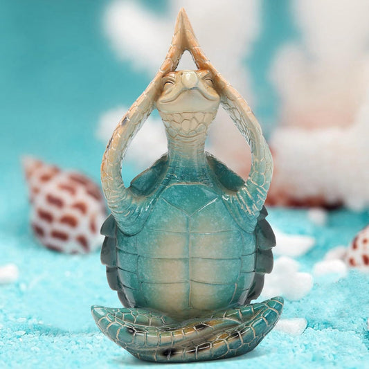 Sea Turtle Meditation Yoga Decor Garden Figurine Sea Turtle Meditating Coastal Beach Decorations Zen Yoga Resin Statue For Home Office Decorations Put The Palm Separate Home Ornaments