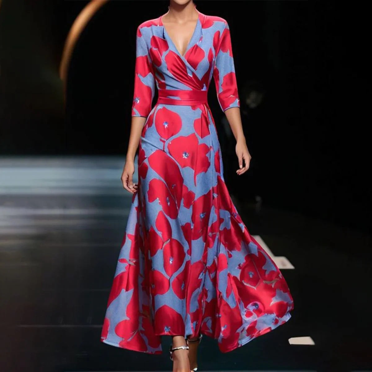 Cross V-neck 34 Sleeve Length Dress Women's Garments Apparel / Clothing