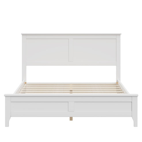 Modern White Solid Wood Full Platform Bed Furniture