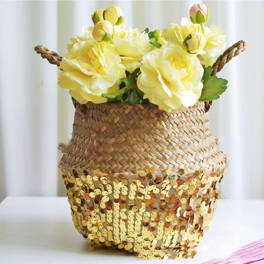 Straw folding basket furnishing household items Home Ornaments