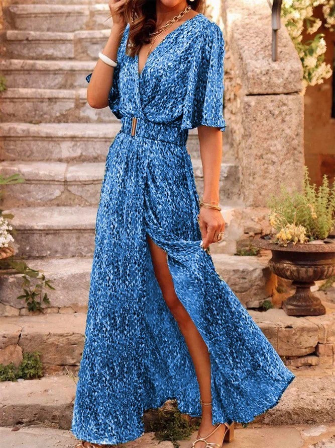 Women's Graceful And Fashionable Slimming Printed Cinched Mid-length Dress Women's Garments Apparel / Clothing