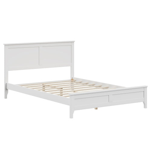 Modern White Solid Wood Full Platform Bed Furniture