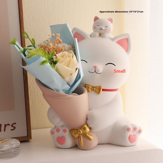 Bouquet Lucky Cat Living Room Hallway Ornaments Home Decorations
