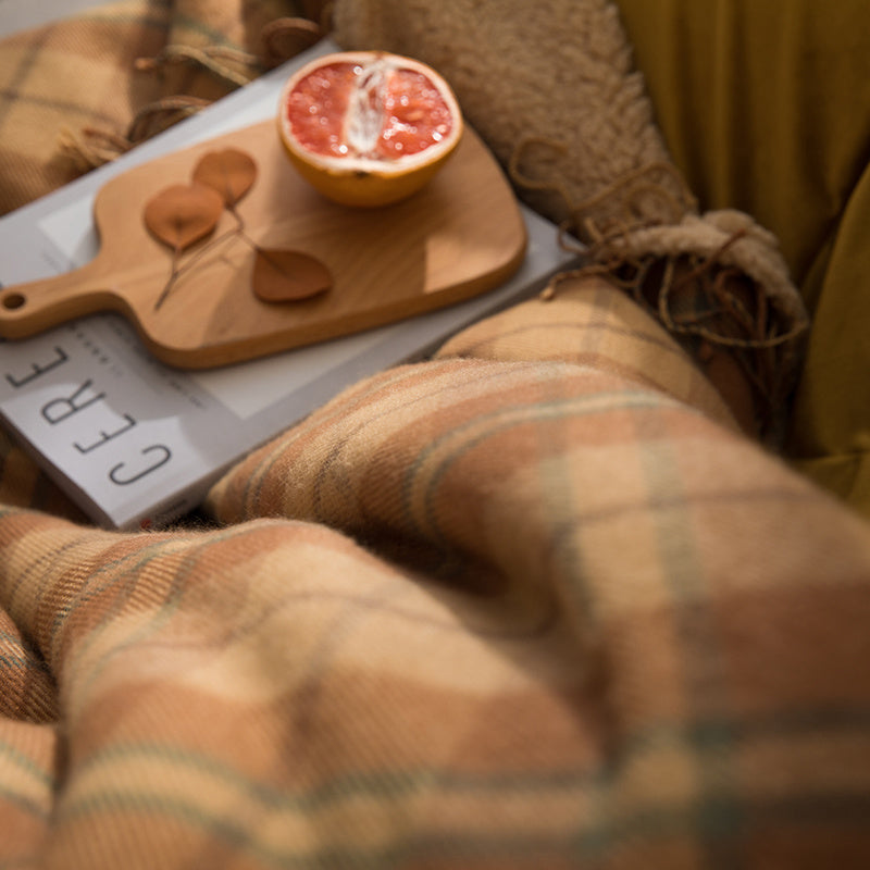 Plaid sofa blanket