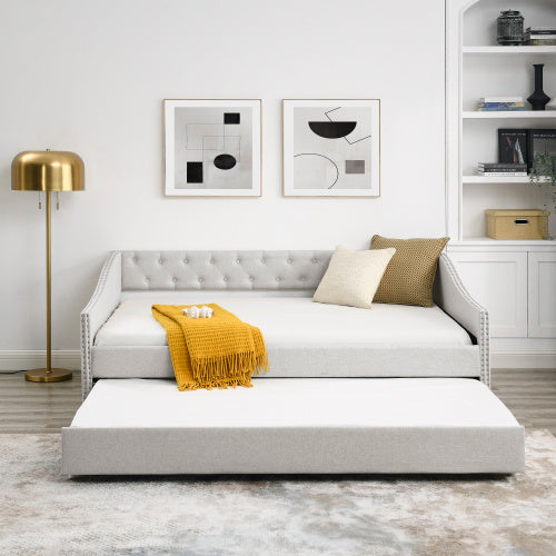 The Full-size Sofa Bed Features A Double Upholstered Tufted Sofa Bed On Wheels  Unavailable Platforms- Temu Furniture