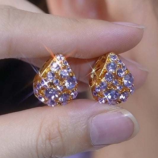 Light Luxury Purple Full Diamond Ear Clip Women Jewelry & Accessories