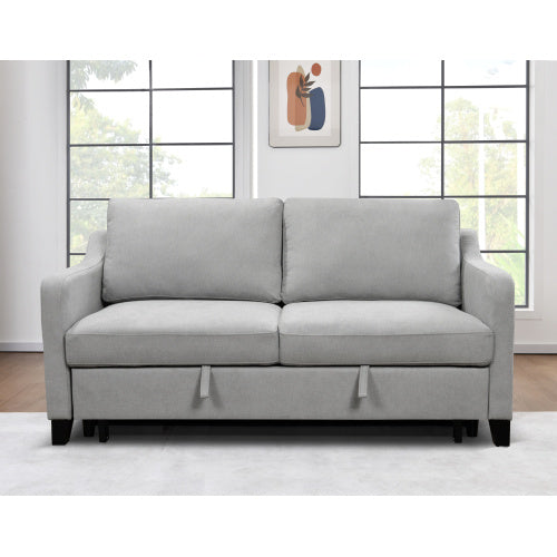 69 Inches  3-in-1 Convertible Queen Sofa Bed, Modern Fabric Double Sofa Bed With Pull-out Bed, Small Double Sofa With Reclining Backrest, Living Room Furniture, Light Grey Furniture