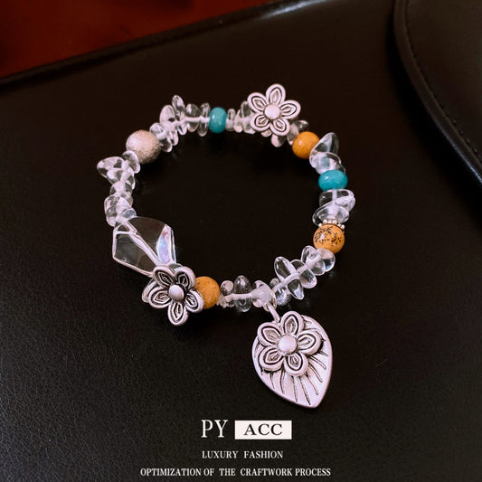 Retro Ethnic Style Gravel Flower Bracelet Fashion Personality High Sense Bracelet Artisan Bracelet For Women Jewelry & Accessories
