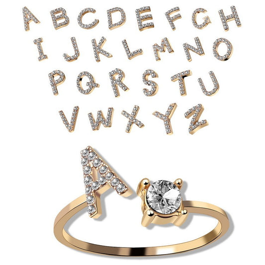 New Design Adjustable 26 Initial Letter Ring Fashion Jewelry For Women Simple Elegant Jewelry Exquisite Rings /Jewelry & Accessories