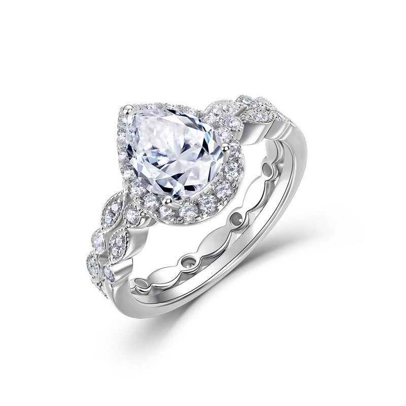 Affordable Luxury Waterdrop Moissanite Exquisite Ring Fashionable And Versatile Jewelry & Accessories