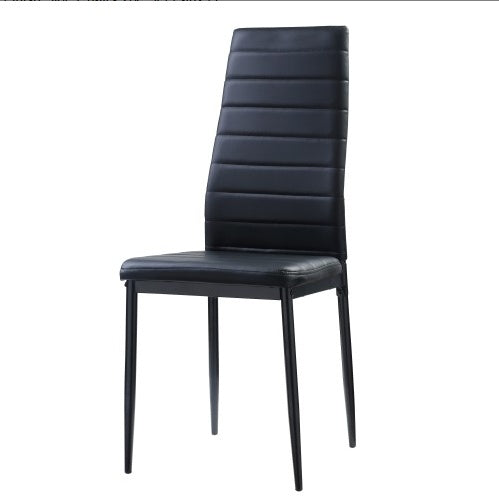 Modern Style Black Metal Finish Side Chairs 2pc Set Faux Leather Upholstery Contemporary Dining Room Furniture