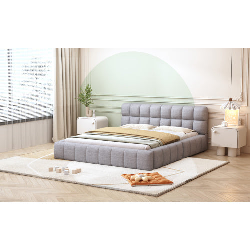 Double Bed With Soft Linen Backrest