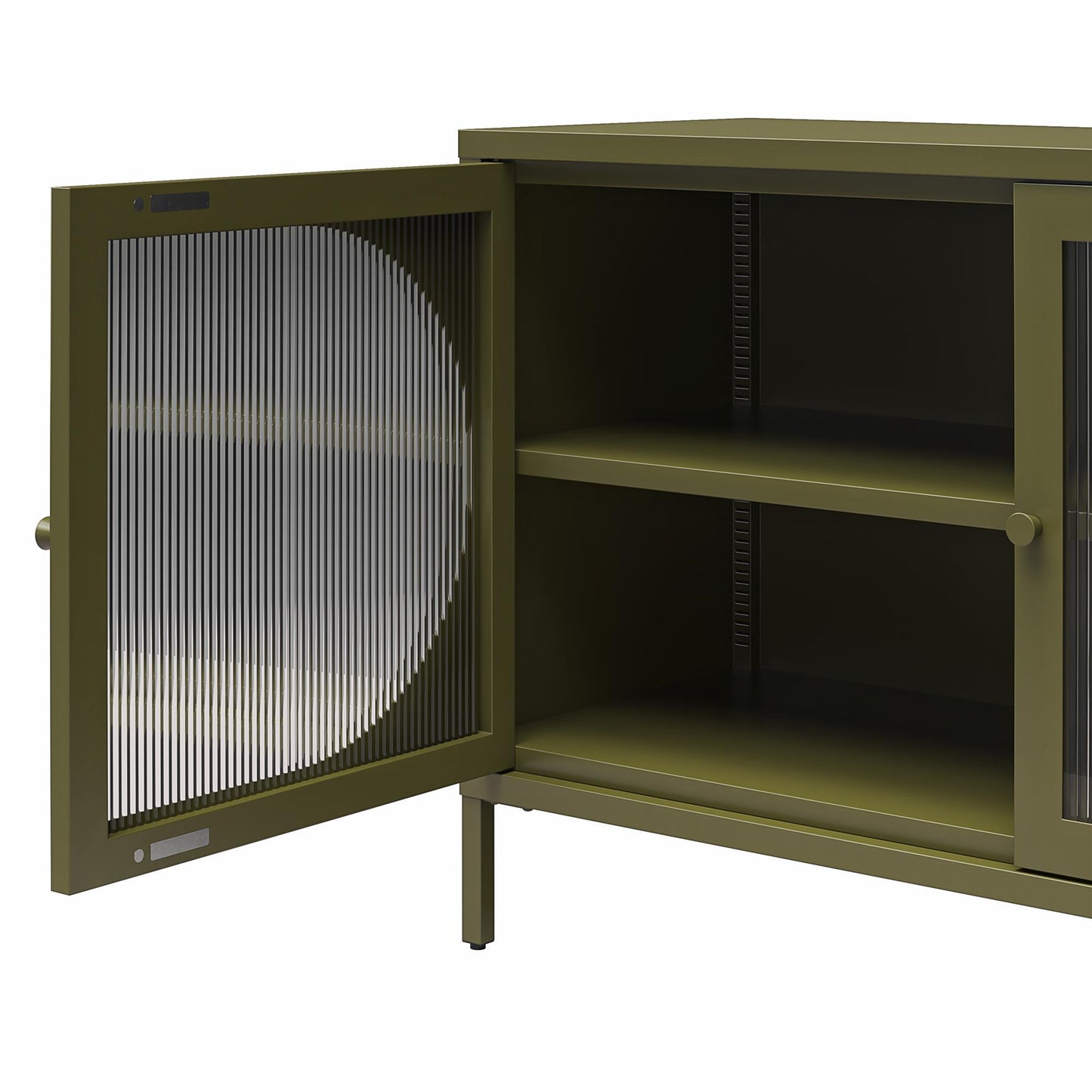 Luna Wide 2-Door Accent Cabinet With Fluted Glass Furniture
