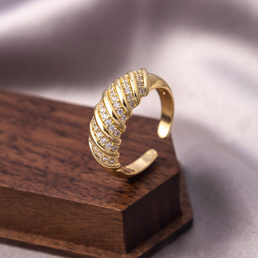 Ring Real Gold Zircon Ornament Adjustable Retro Heavy Industry Exquisite Ring Ornament Jewelry & Accessories