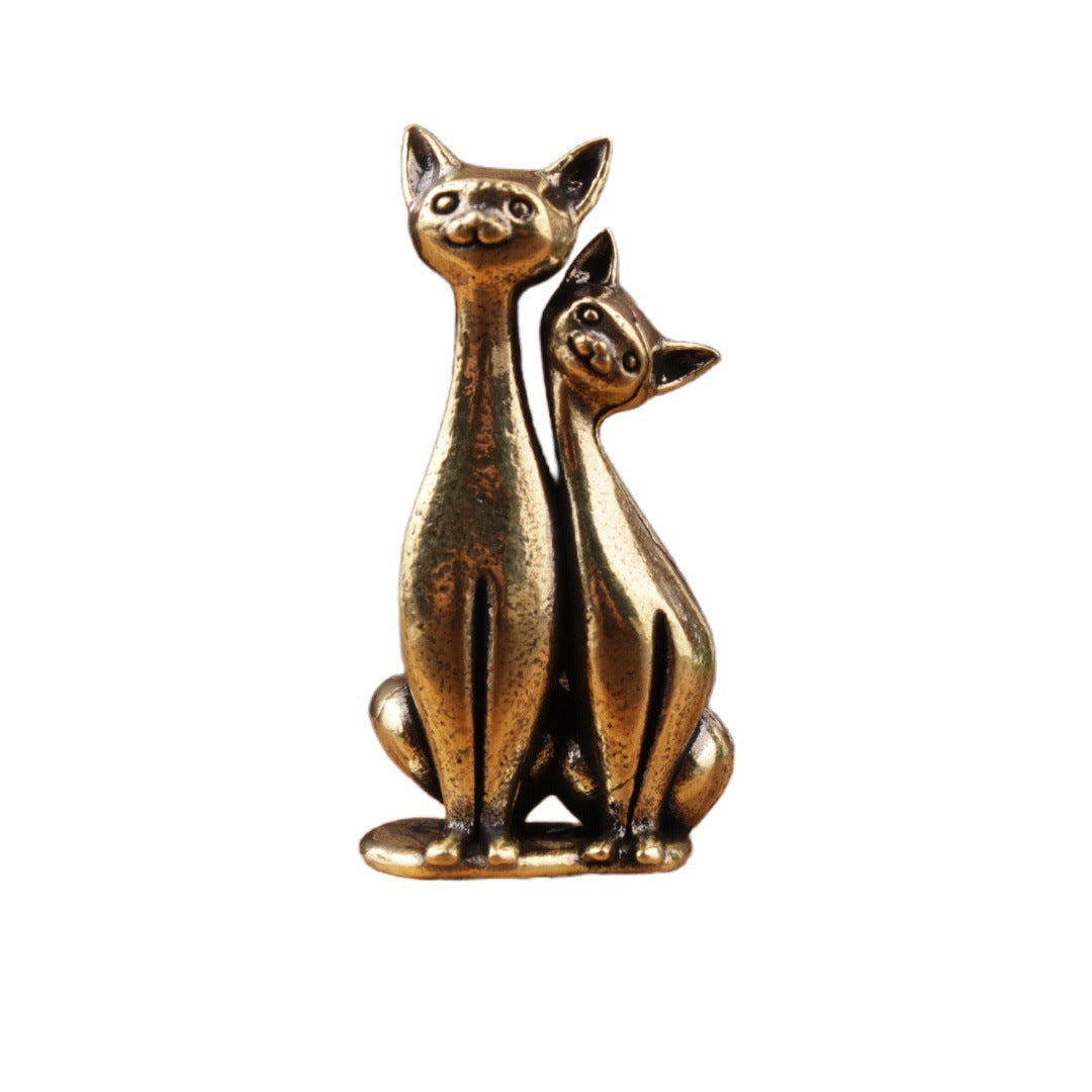 Brass Cat Ornament Couple Cat Ornament Home Office Leisure Small Ornament Home Ornaments