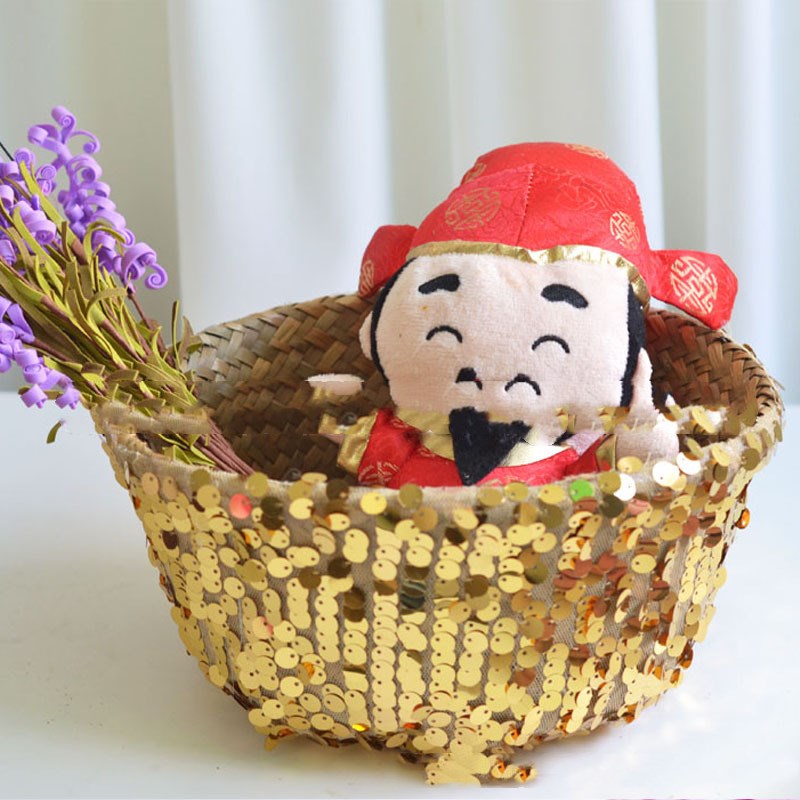 Straw folding basket furnishing household items Home Ornaments
