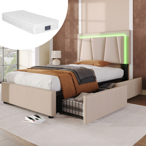 Wooden Storage Bed Bed Frame  Size  90cmx200cm Bedroom Furniture