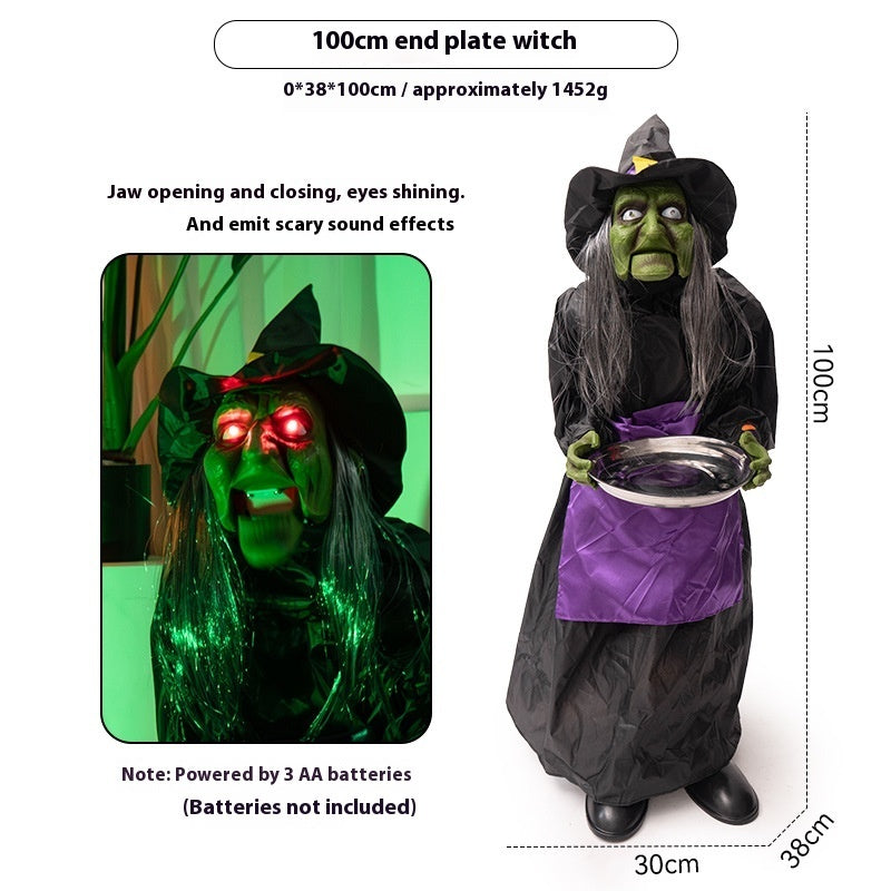 Halloween End Plate Witch Electric Voice-activated Induction Decoration Home Ornaments