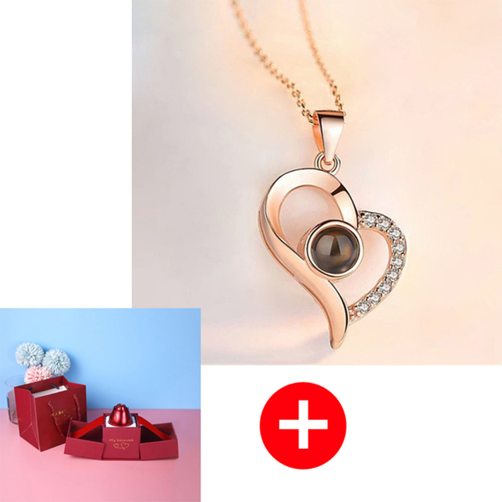 Hot Gift for Birthday, Mother's Day, Christmas & Valentine's Day – Elegant Metal Rose Jewelry Gift Box Necklace for Wedding, Girlfriend & Loved Ones