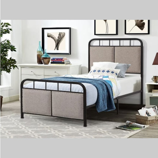 Double-size Linen Upholstered Platform Metal Bed Frame Furniture