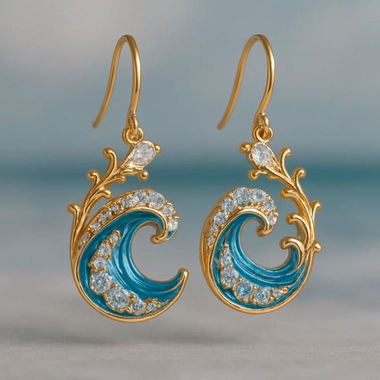 Fashion Inlaid Spray Double Hanging Creative Ocean Series All-match Earrings Jewelry/Accessories
