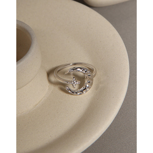 Small Design Sense, Simple Temperament, Folds, Star And Moon Rings /Jewelry & Accessories