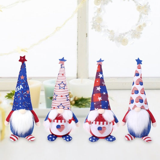 American Flag Independence Day Striped Five-pointed Star Gnome Plush Doll Decoration Home Ornaments