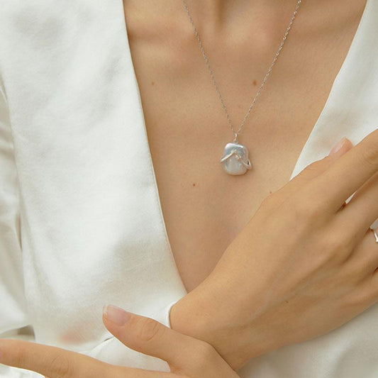 Unique Square Baroque Pearl Couple Pendant Necklace Valentines Day Lover Gift Party Jewelry Jewelry / Accessories
