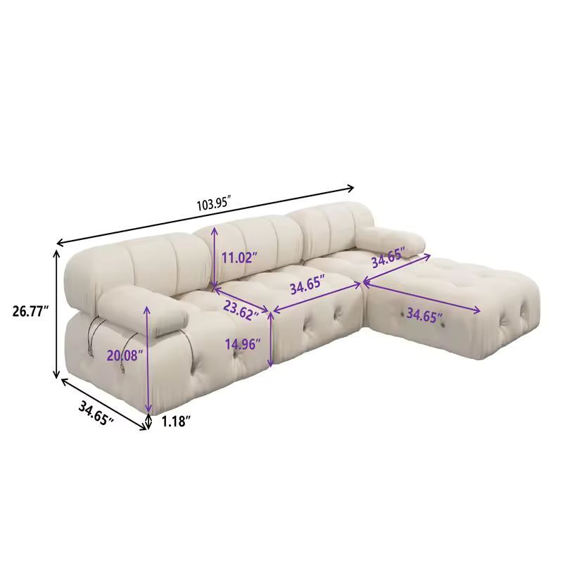 Nordic Modern Apartment Fabric Buckle Design Sofa Living Room Couch Light Luxury Sponge Sofa For Lock Design Furniture