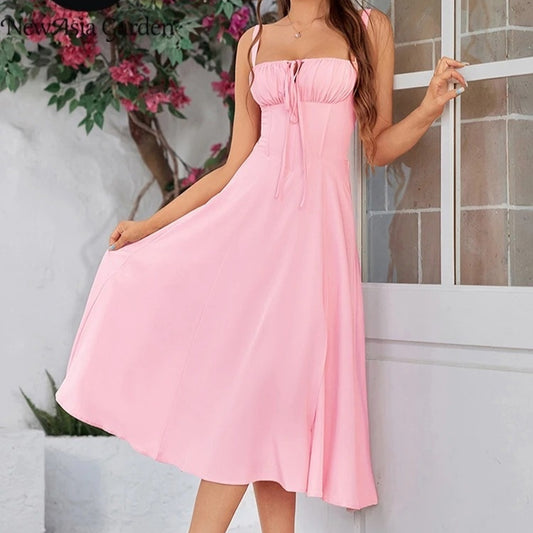 Mid-length Corset Elegant Slit Lace-up Women's Outing Leisure Dress Women's Garments Apparel / Clothing